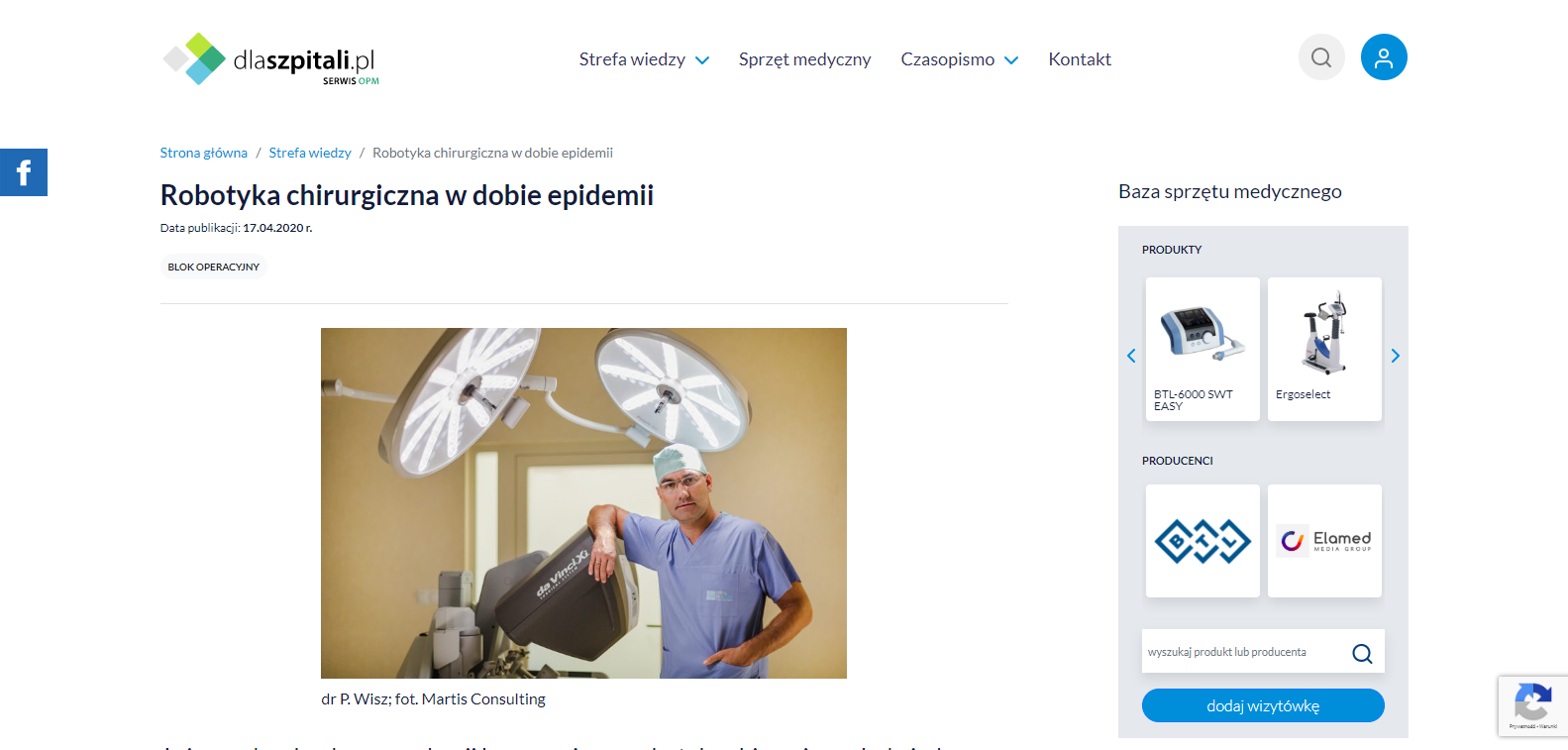 Robotyka chirurgiczna w dobie epidemii