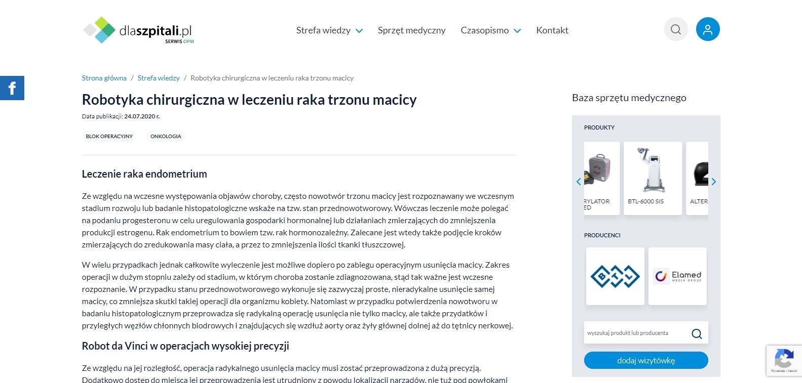 robotyka chirurgiczna w leczeniu raka trzonu macicy