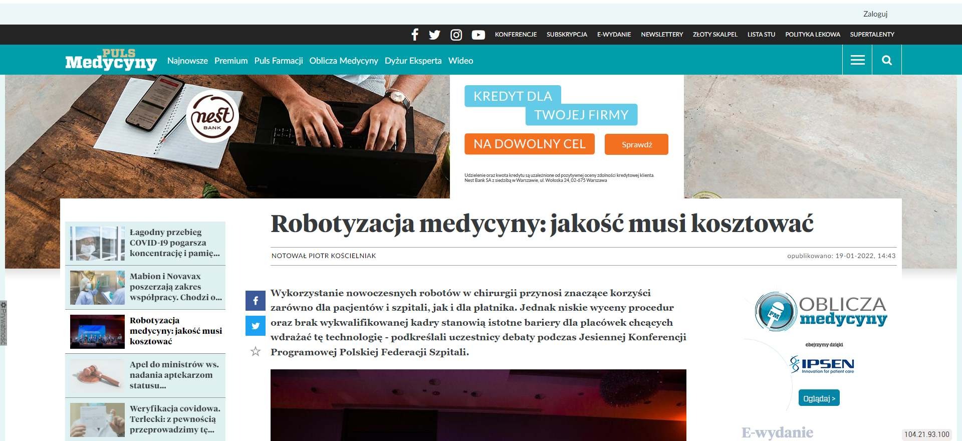 robotyzacja medycyny jakosc musi kosztowac