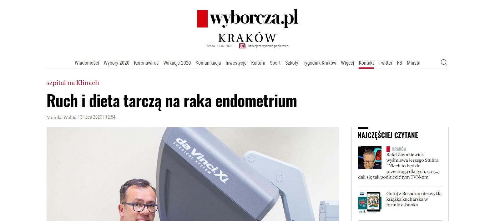 ruch i dieta tarcza na raka endometrium