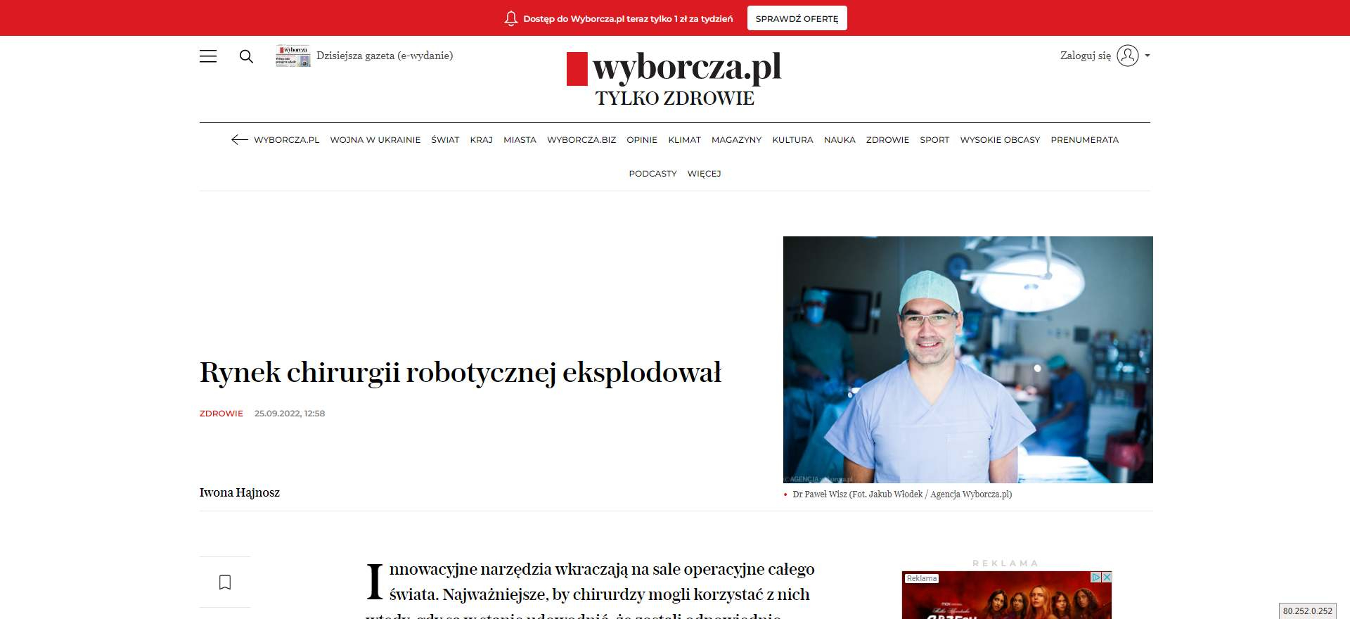 rynek chirurgii robotycznej eksplodowal