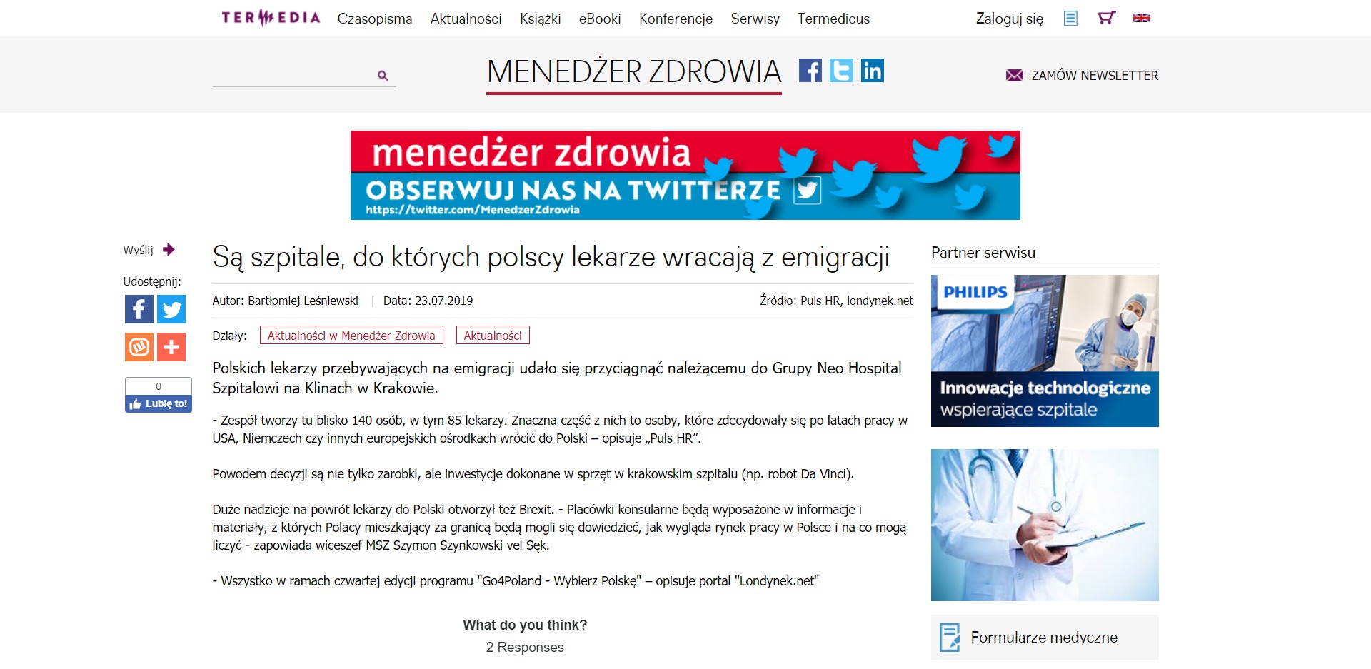Są szpitale, do których polscy lekarze wracają z emigracji