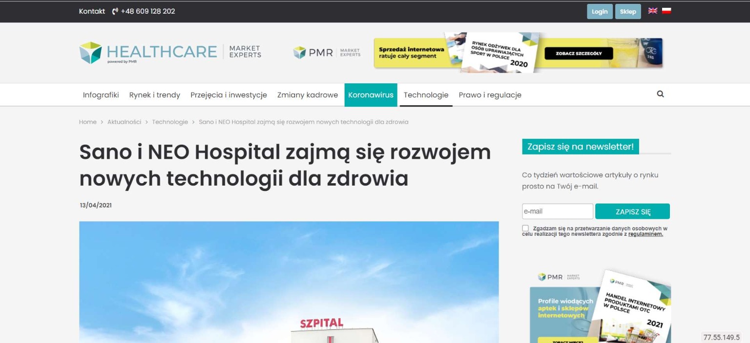 sano i neo hospital zajma sie rozwojem nowych technologii dla zdrowia