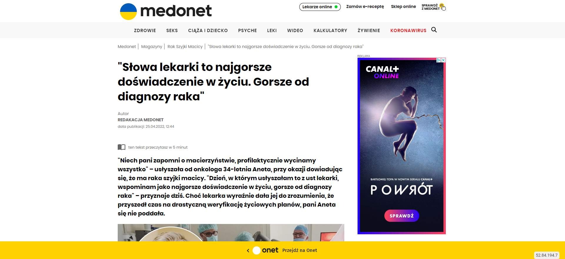 slowa lekarki to najgorsze doswiadczenie w zyciu gorsze od diagnozy raka