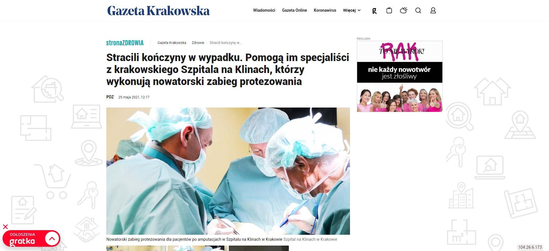 stracili konczyny w wypadku pomoga im specjalisci z krakowskiego szpitala na klinach ktorzy wykonuja nowatorski zabieg protezowania
