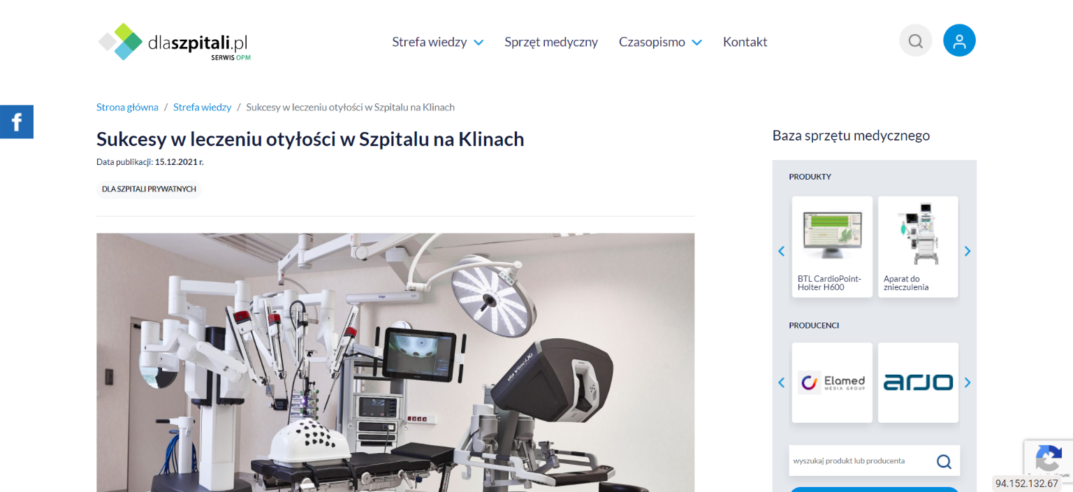 sukcesy w leczeniu otylosci w szpitalu na klinach