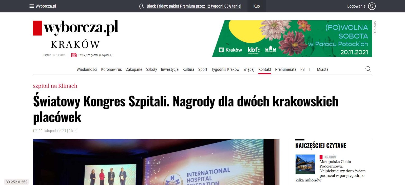 swiatowy kongres szpitali nagrody dla dwoch krakowskich placowek