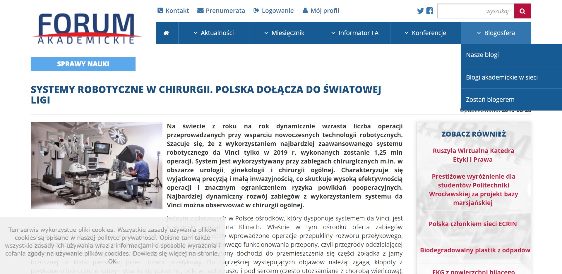 systemy robotyczne w chirurgii. polska dołącza do światowej ligi