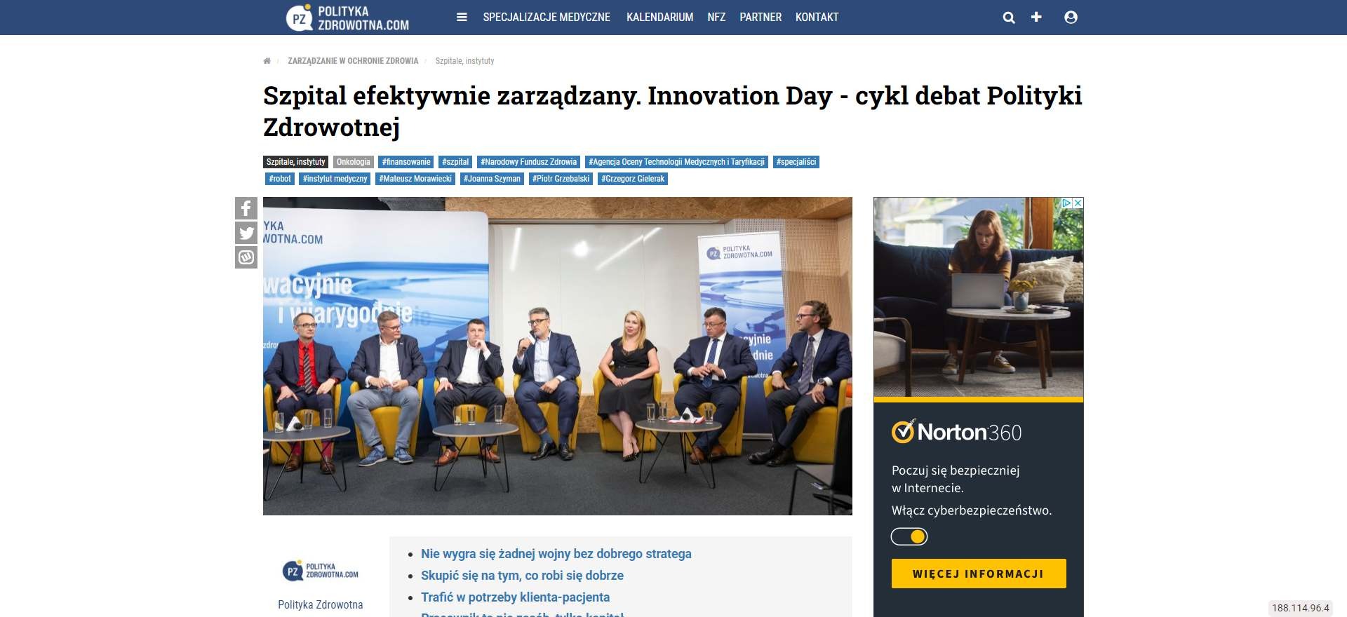 szpital efektywnie zarzadzany innovation day cykl debat polityki zdrowotnej