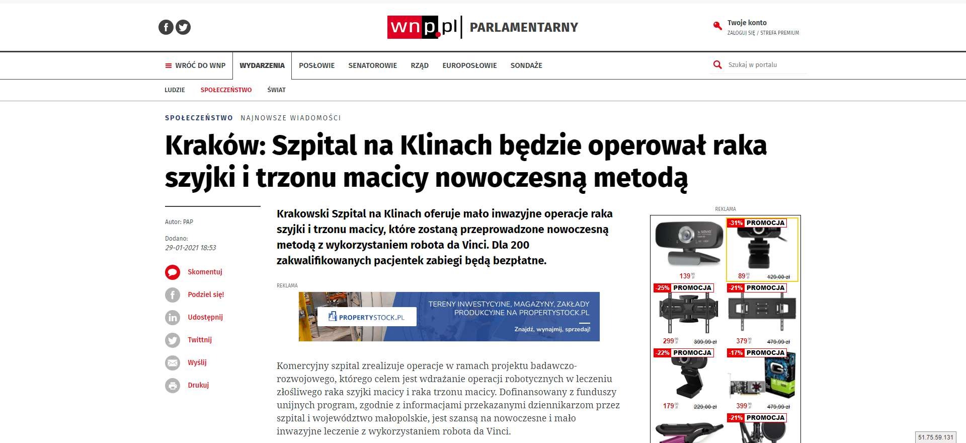szpital na klinach bedzie operowal raka szyjki i trzonu macicy nowoczesna metoda