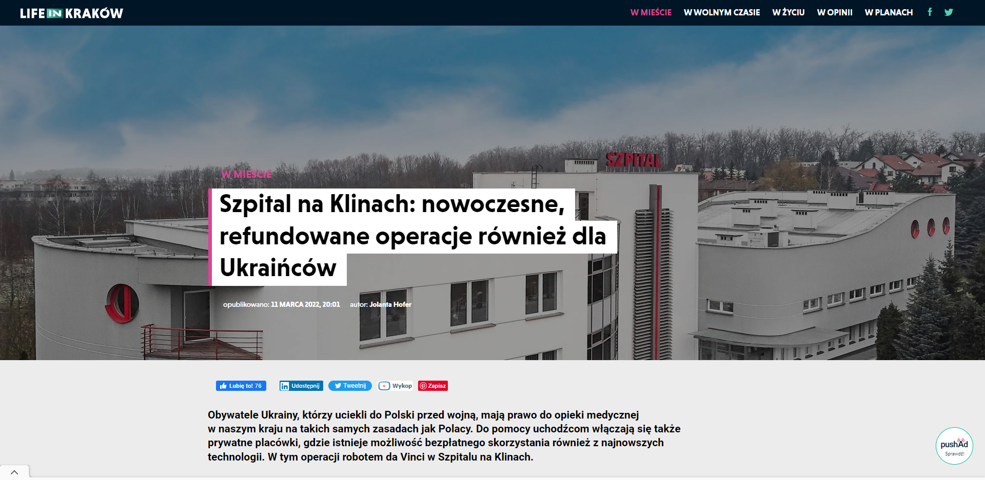 szpital na klinach nowoczesne refundowane operacje rowniez dla ukraincow