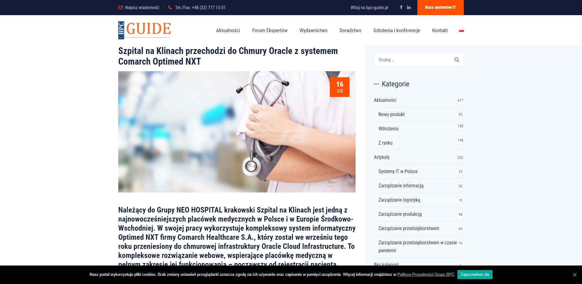 szpital na klinach przechodzi do chmury oracle z systemem comarch optimed nxt
