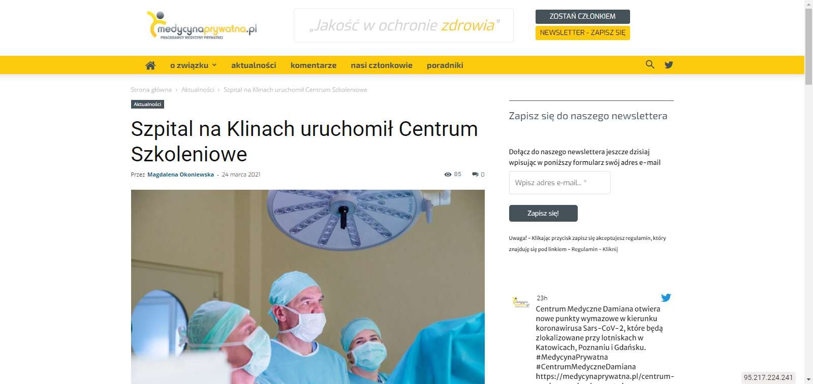 szpital na klinach uruchomil centrum szkoleniowe