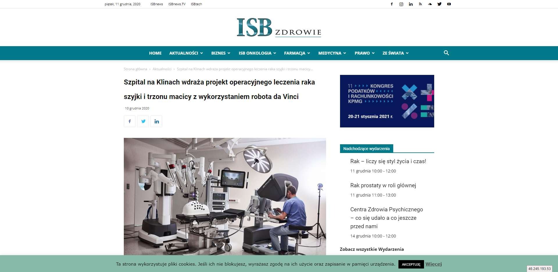 szpital na klinach wdraza projekt operacyjnego leczenia raka szyjki i trzonu macicy z wykorzystaniem robota da vinci