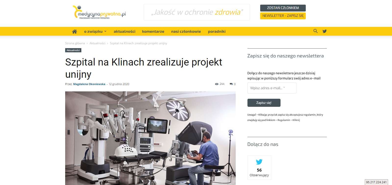szpital na klinach zrealizuje projekt unijny