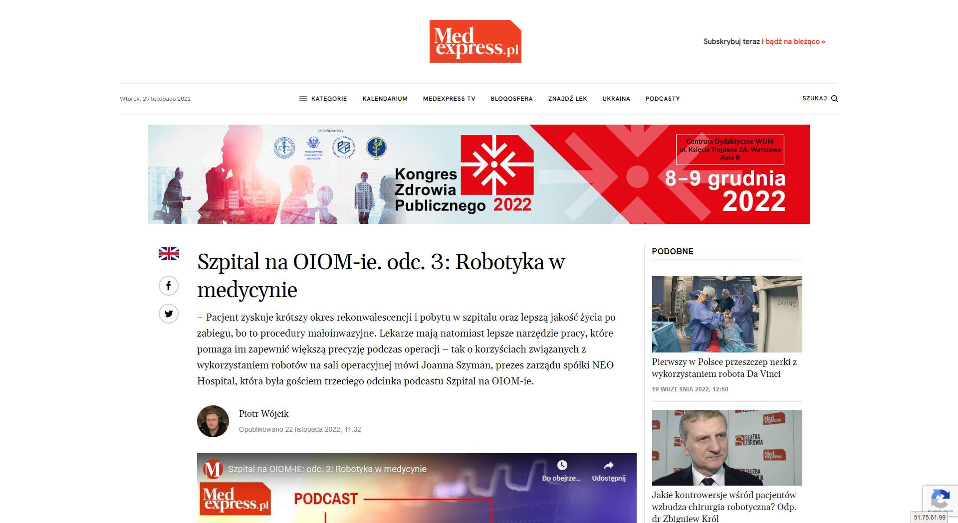 szpital na oiom ie odc robotyka w medycynie