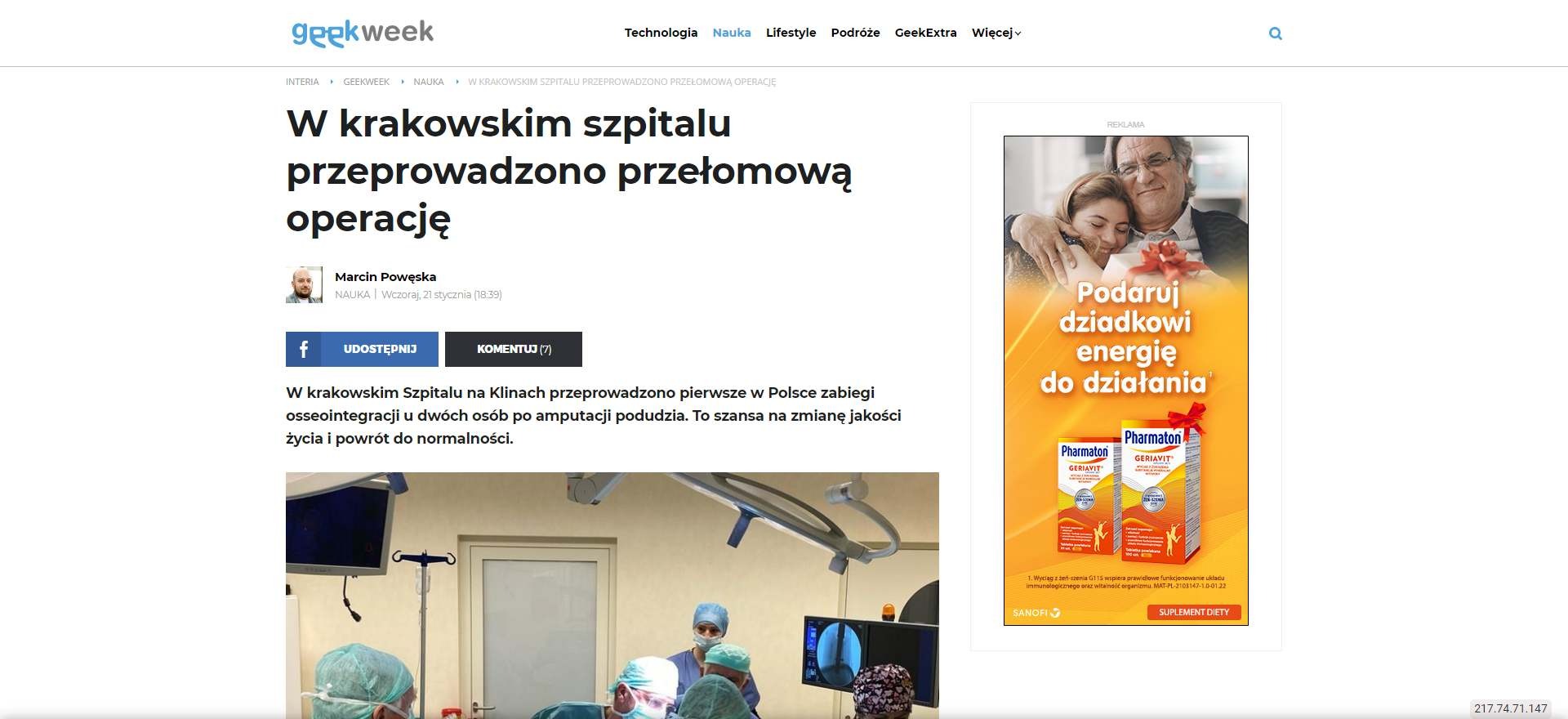 w krakowskim szpitalu przeprowadzono przelomowa operacje