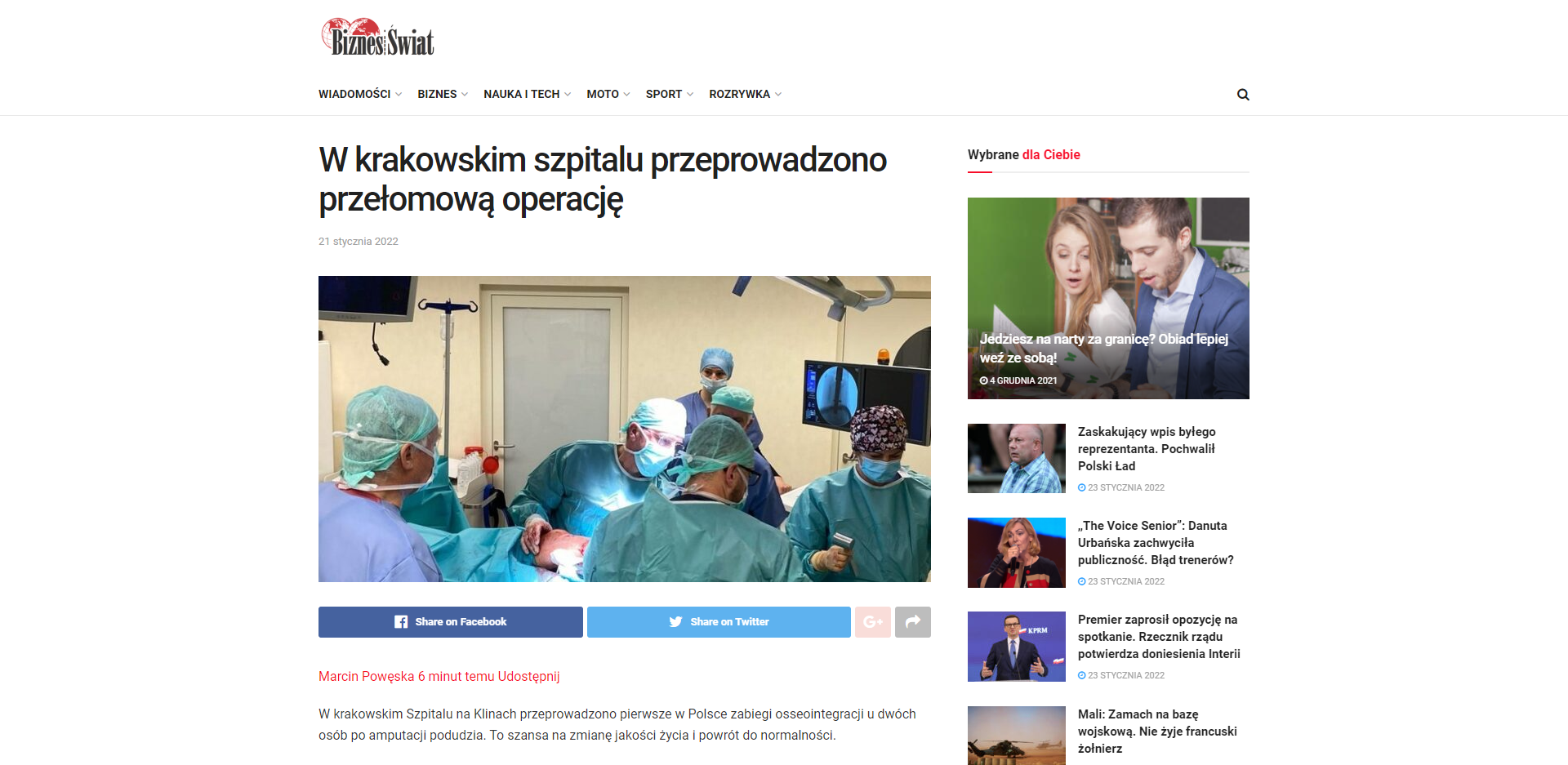 w krakowskim szpitalu przeprowadzono przelomowa operacje