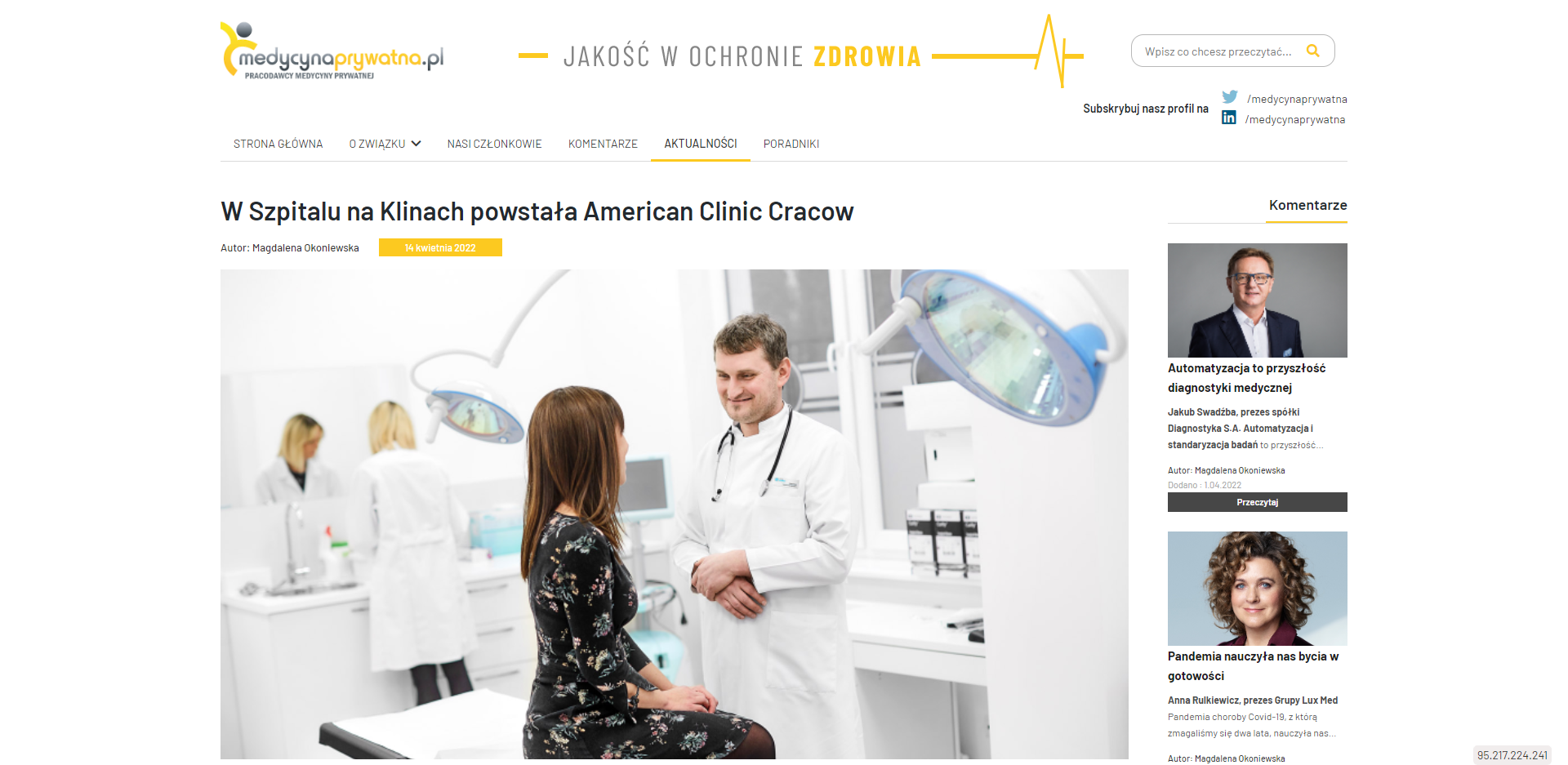w szpitalu na klinach powstala american clinic cracow