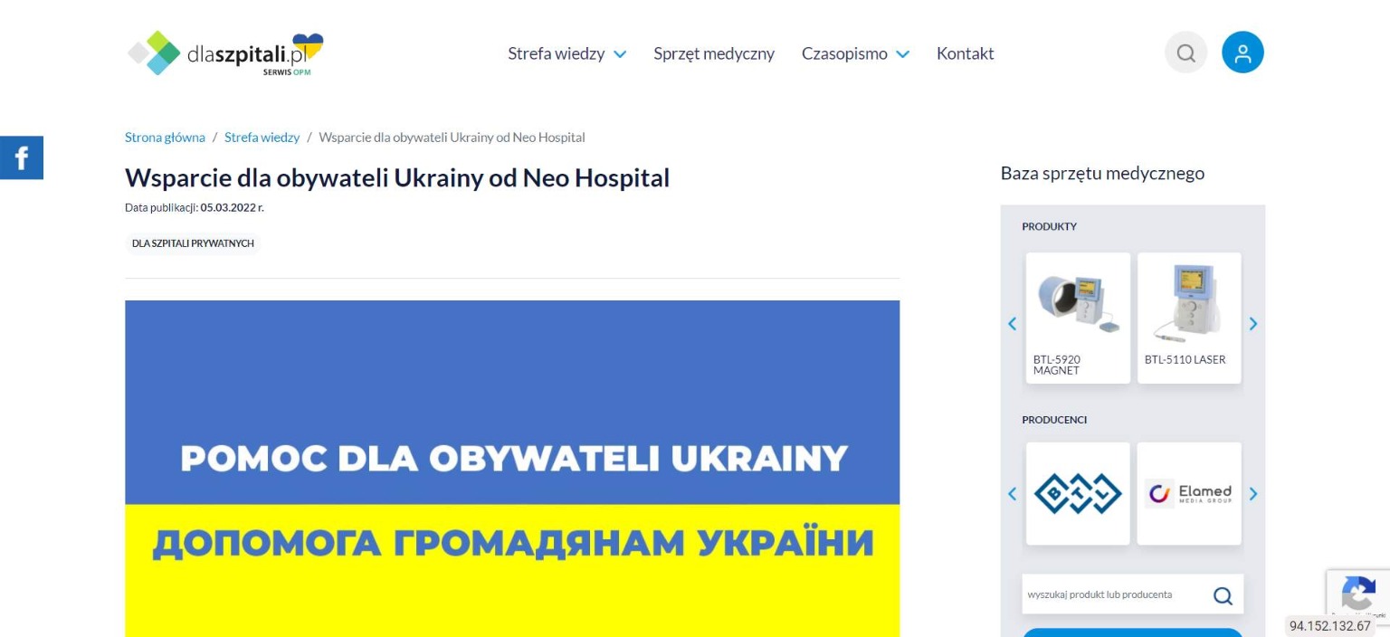 wsparcie dla obywateli ukrainy od neo hospital