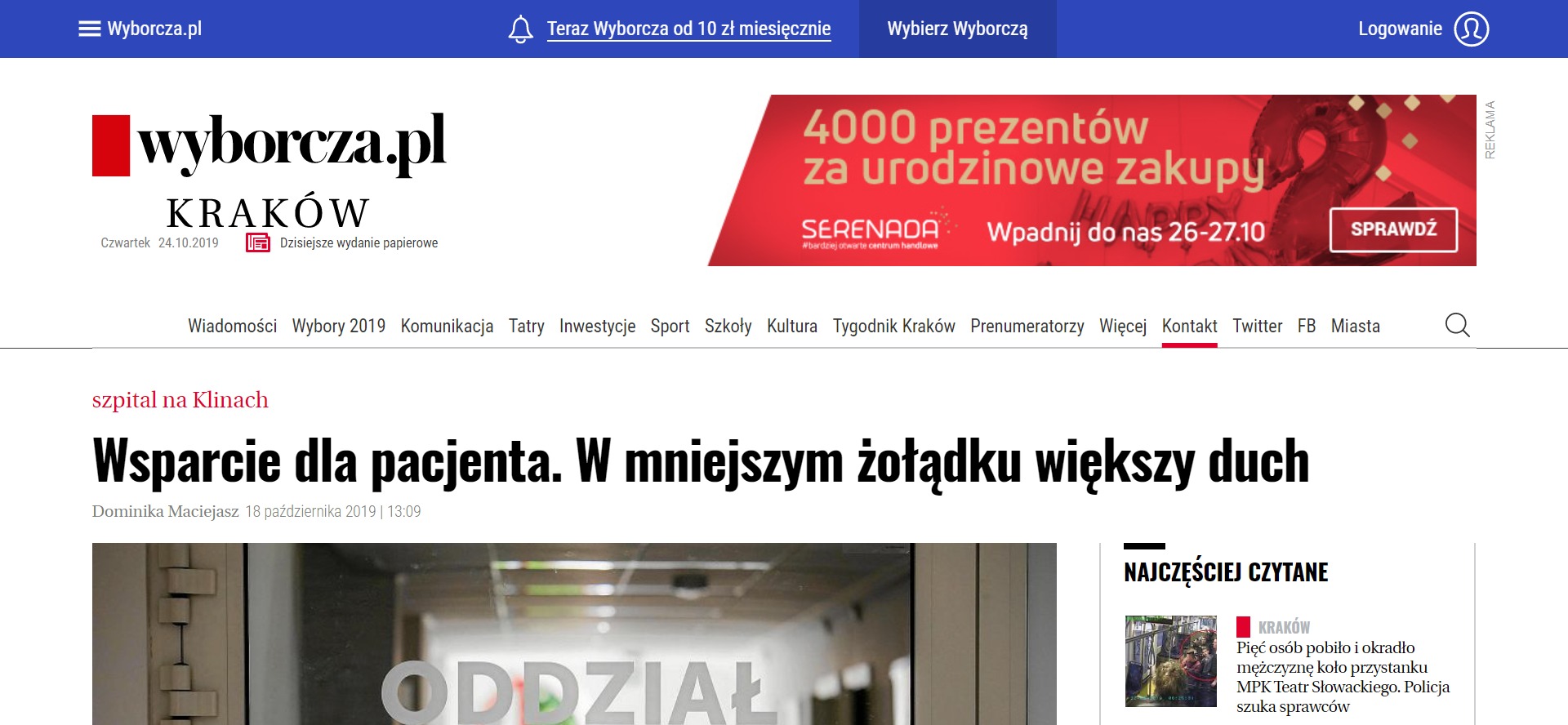 Wsparcie dla pacjenta. W mniejszym żołądku większy duch