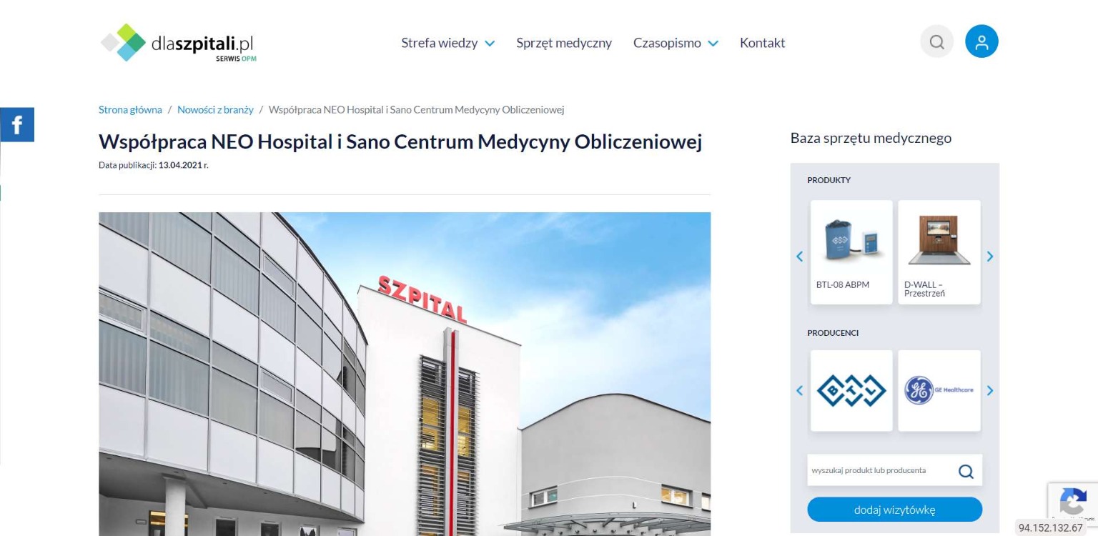 wspolpraca neo hospital i sano centrum medycyny obliczeniowej