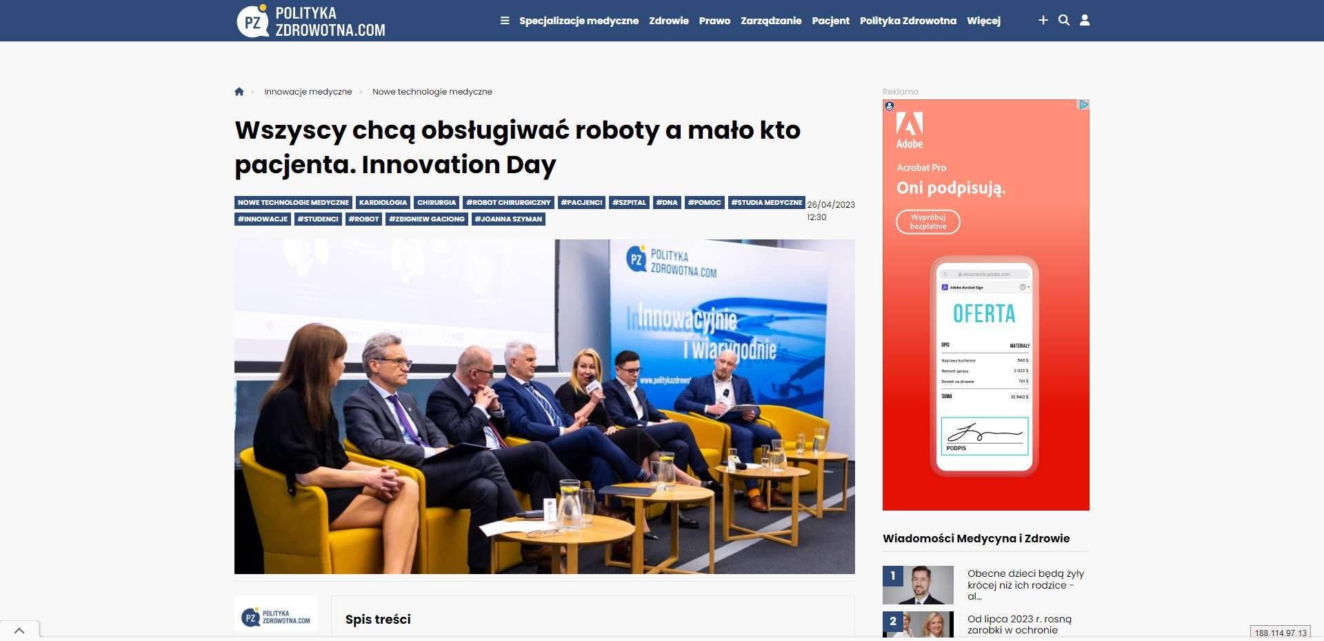 wszyscy chca obslugiwac roboty a malo kto pacjenta innovation day