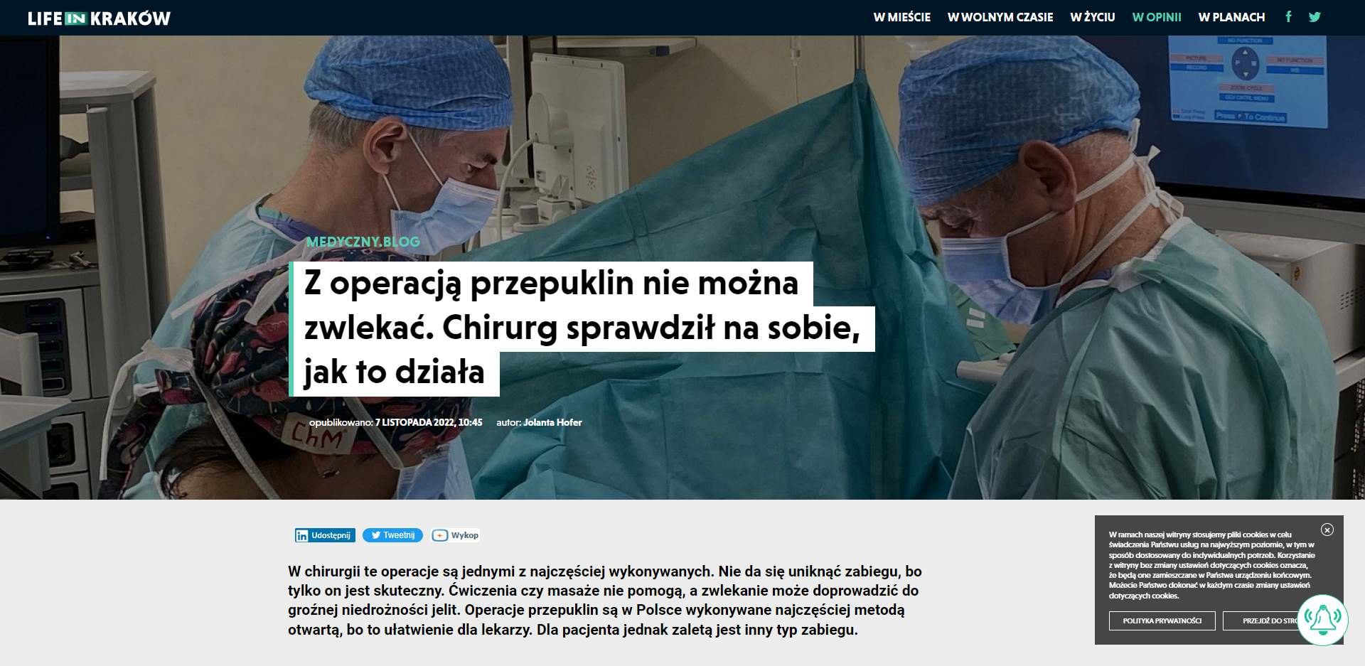 z operacja przepuklin nie mozna zwlekac chirurg sprawdzil na sobie jak to dziala