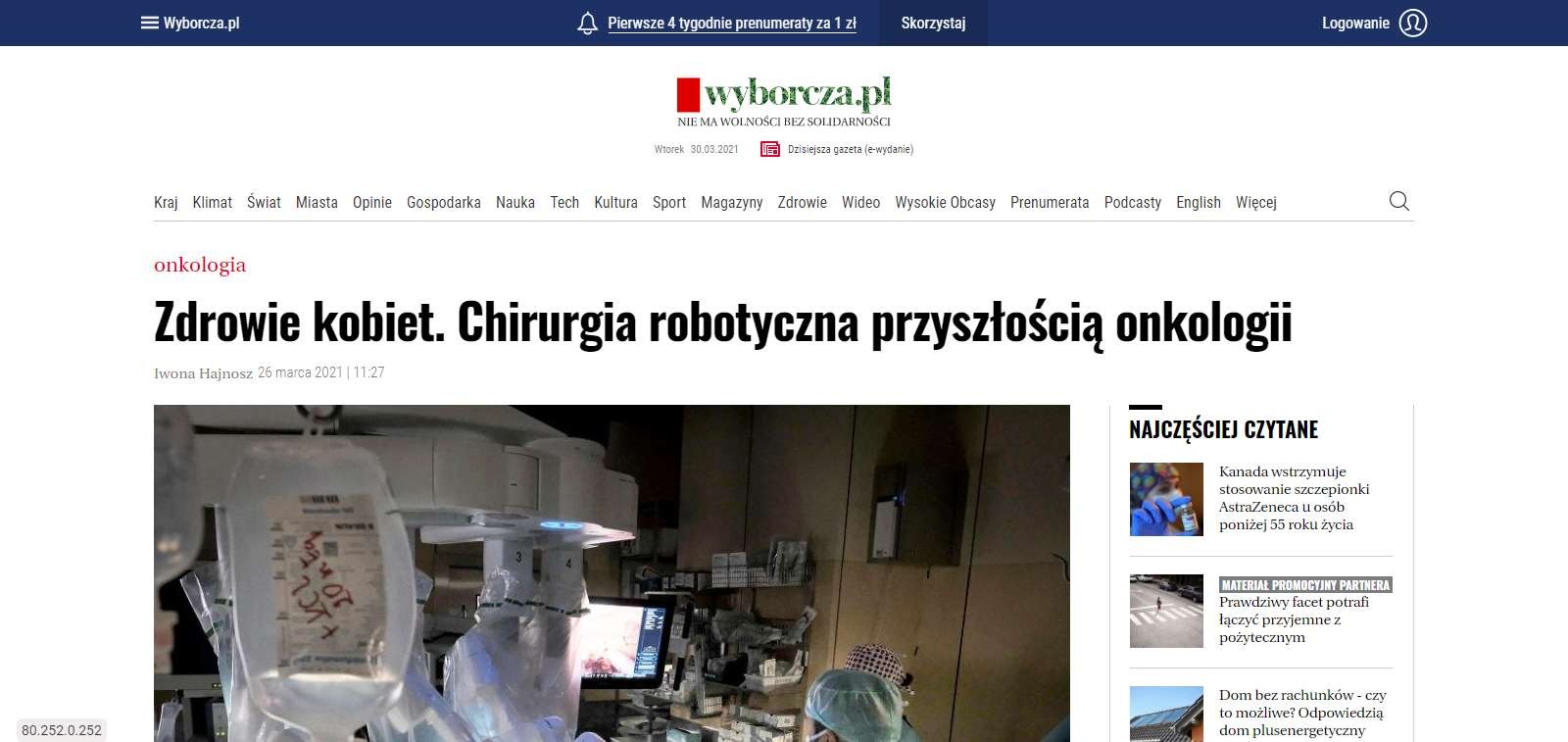 zdrowie kobiet chirurgia robotyczna przyszloscia onkologii
