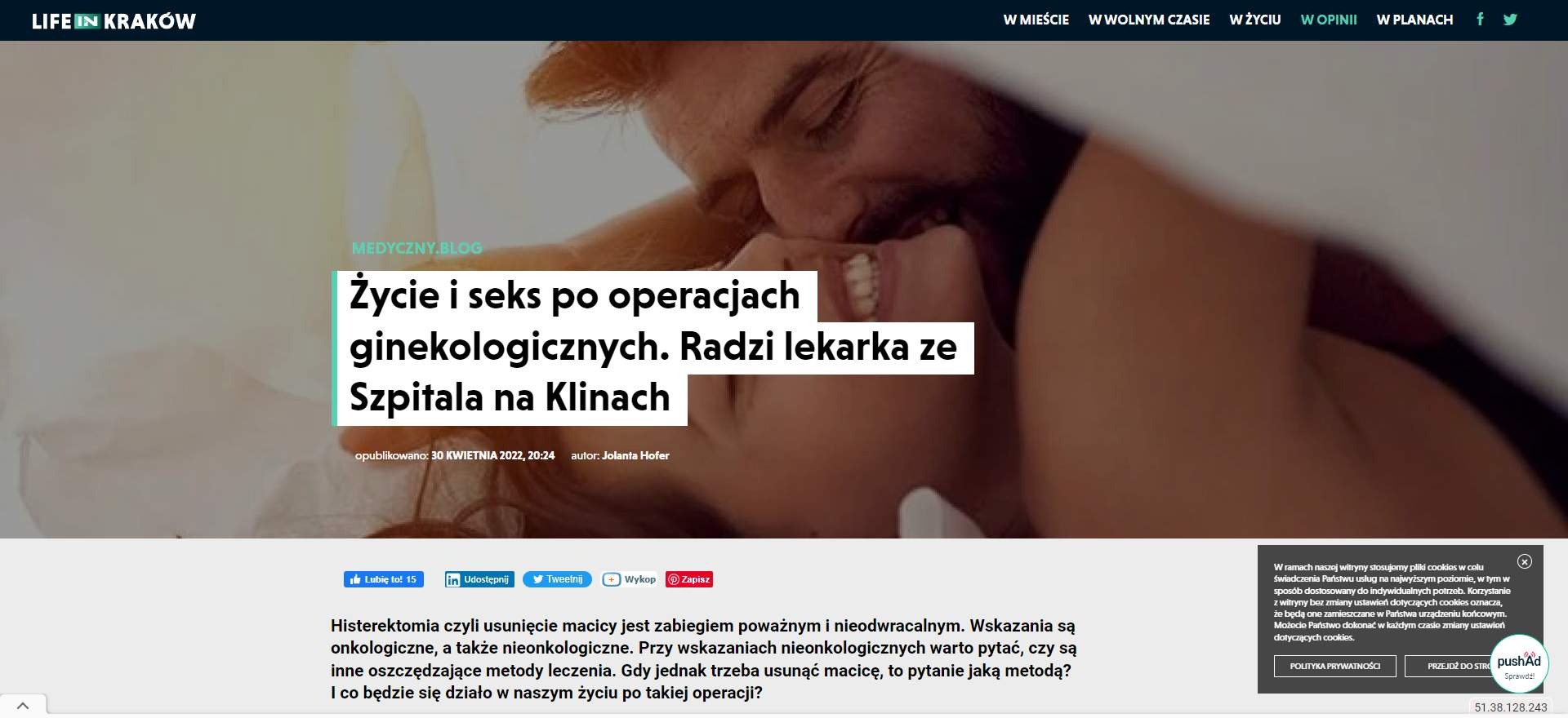 zycie i seks po operacjach ginekologicznych radzi lekarka ze szpitala na klinach